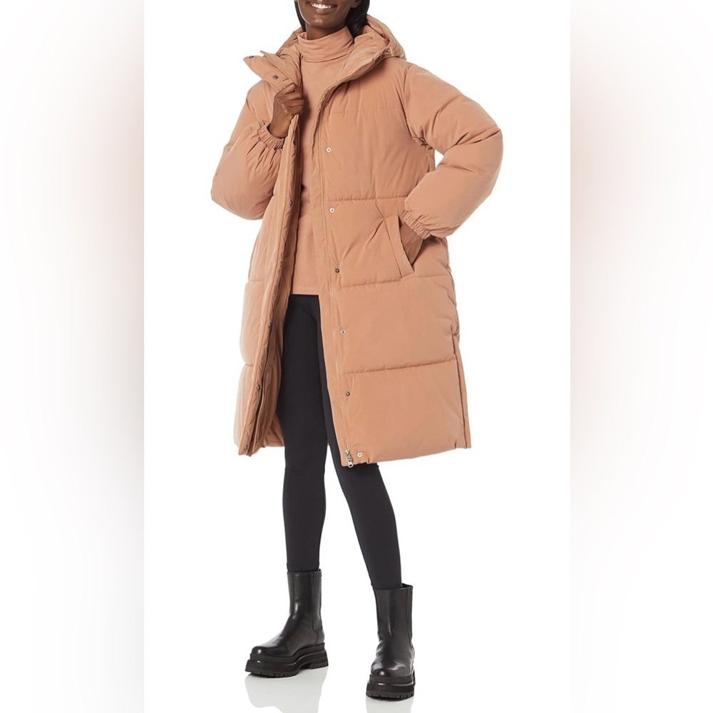 Amazon Essentials Women's Oversized Long Puffer Jacket Green Size L - Picture 2 of 8